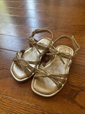 Zara Toddler Metallic Gold Bow Sandals